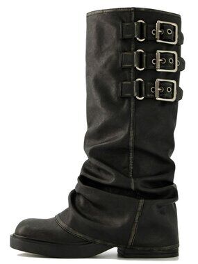Fold Over Knee High Boots Slouch Boots for Women Chunky Goth Platform Boots